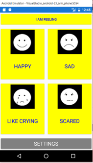 Image of an application to communicate about emotions. The app don't have a name right now and is not published. It's a proof of concept.